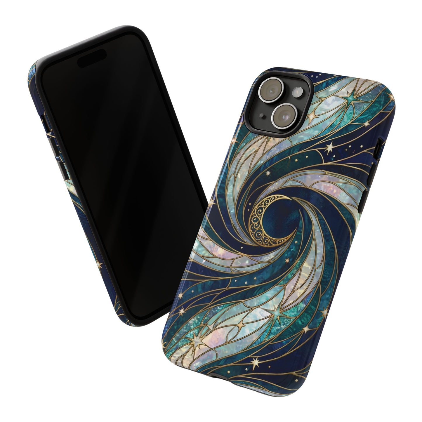 Elegant Navy & Teal Celestial Swirl Phone Case