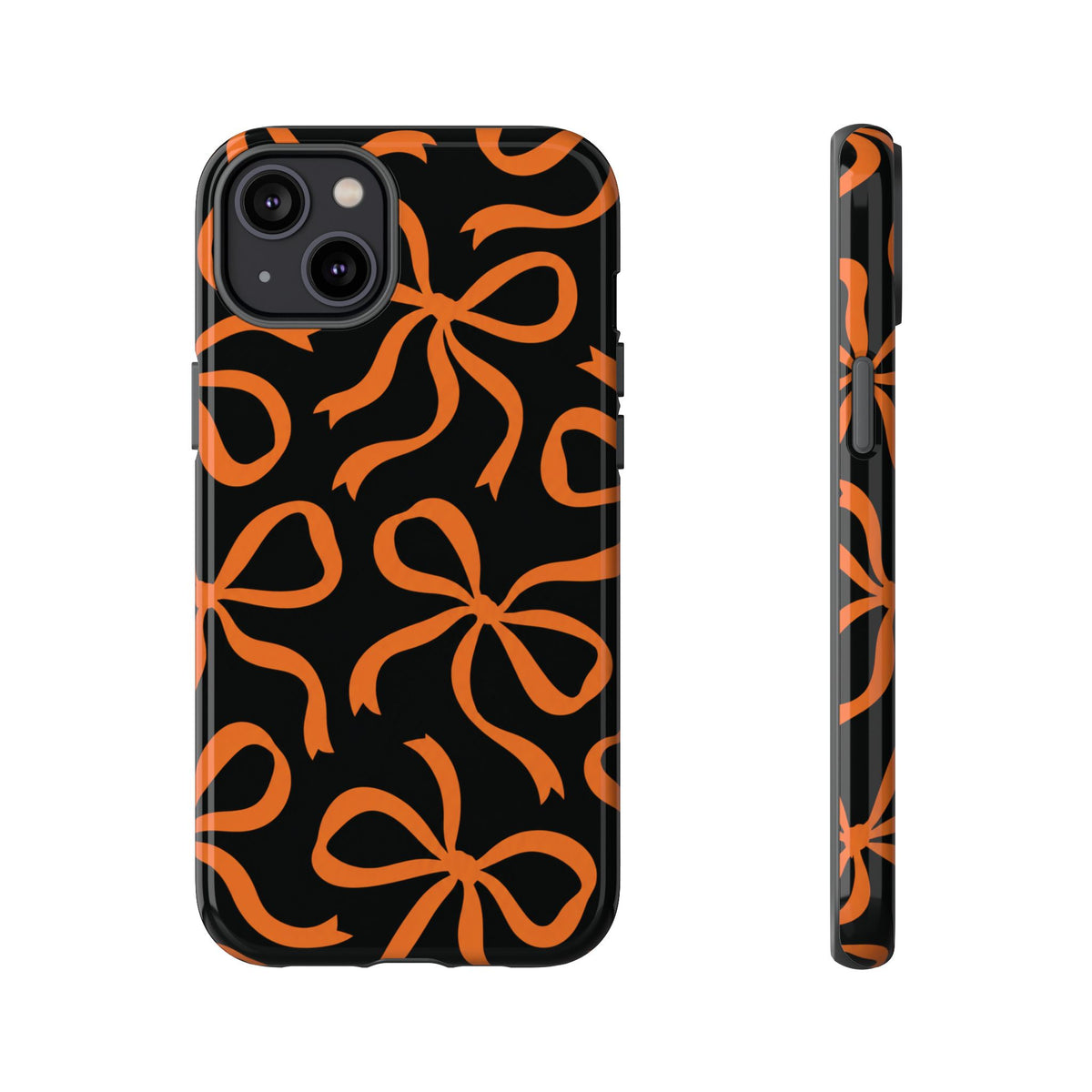 Bold Black and Burnt Orange Bow Pattern Phone Case
