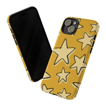 Golden Yellow Doodle Star Phone Case
