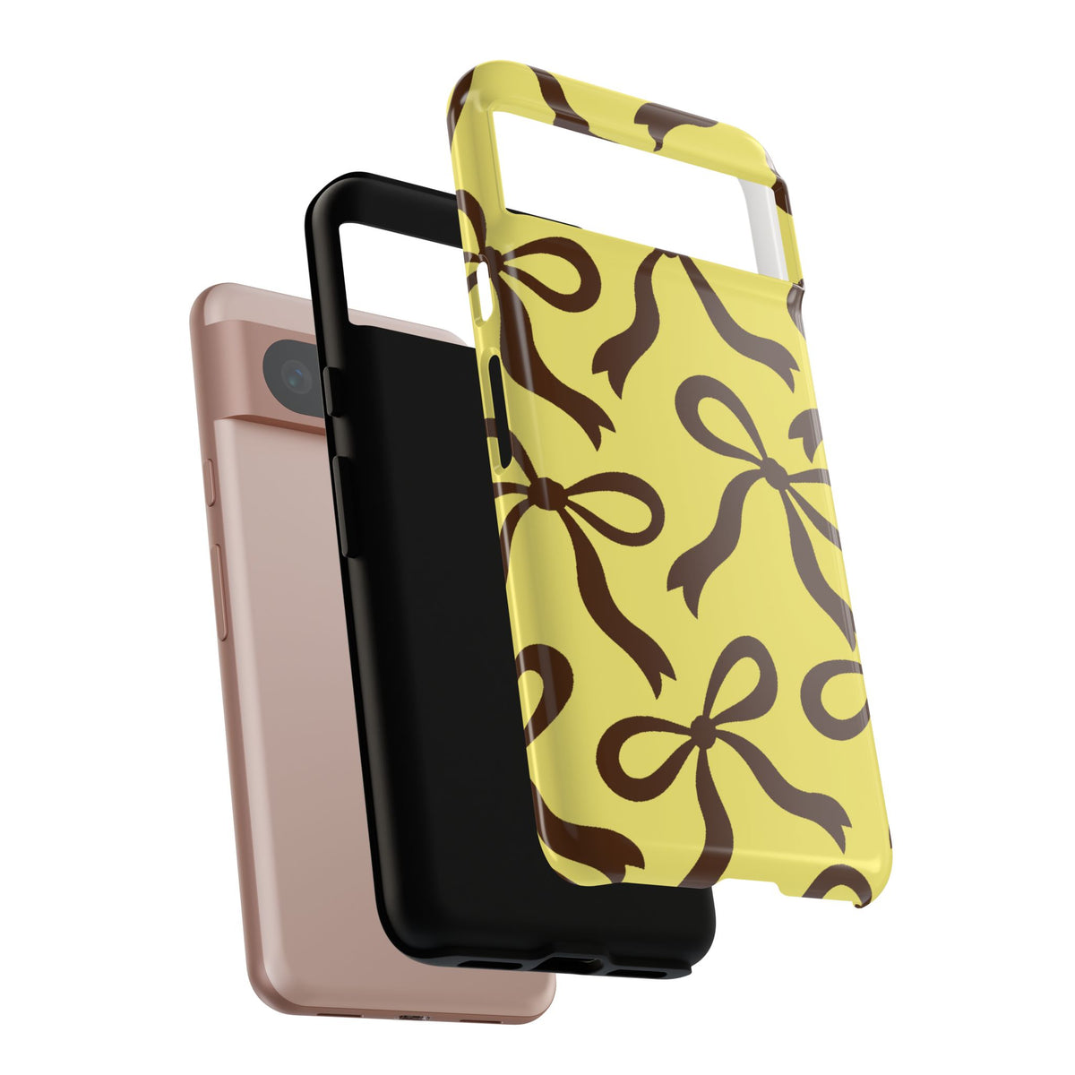 Bold Butter Yellow and Chocolate Brown Bow Pattern Phone Case - Yellow Phone Case