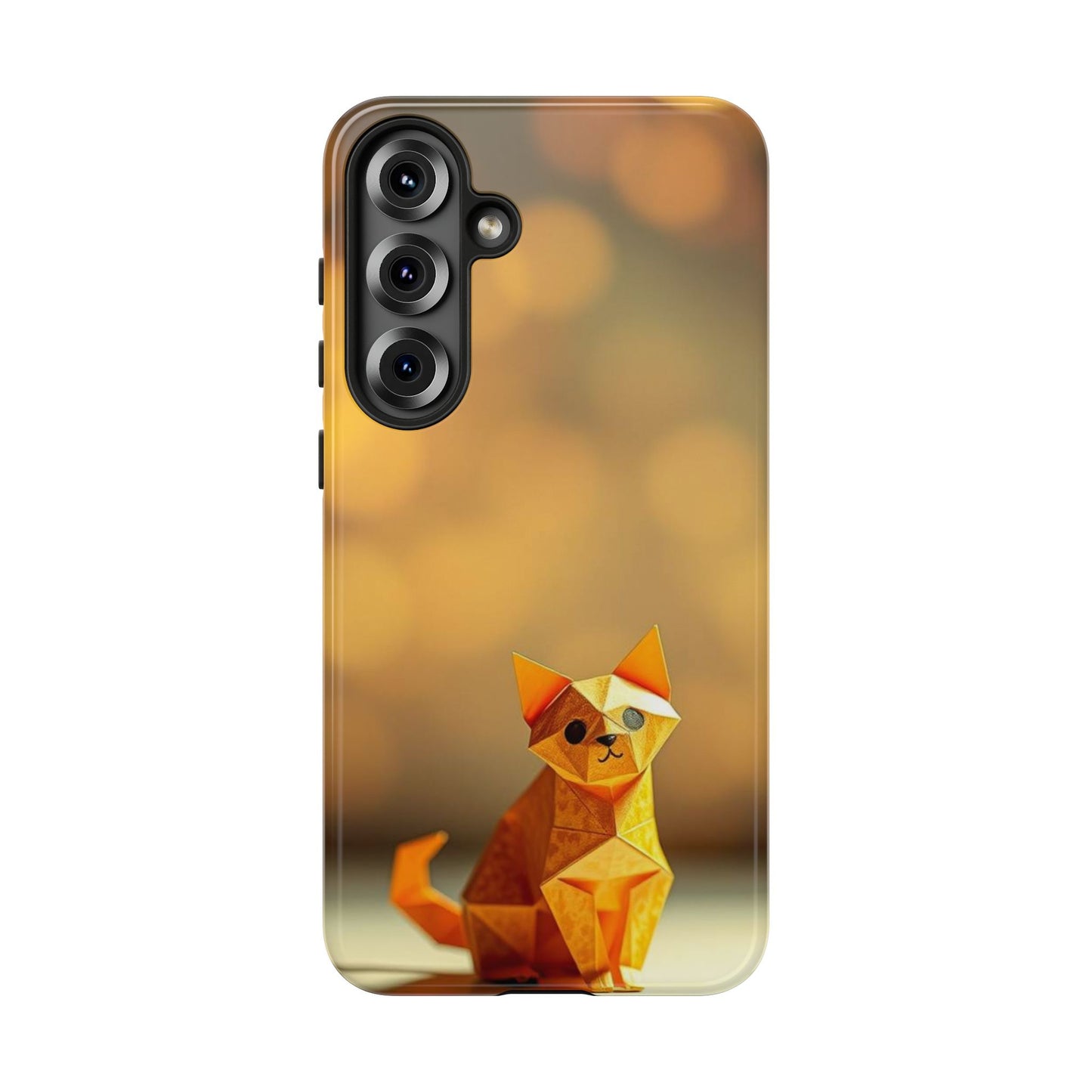 Samsung Galaxy S25 Plus / Glossy Phone Case - Origami Cat Design Phone Case