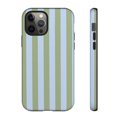Trendy Ice Blue & Green Stripe Pattern Phone Case - Blue Phone Case - iPhone 12 Pro / Glossy