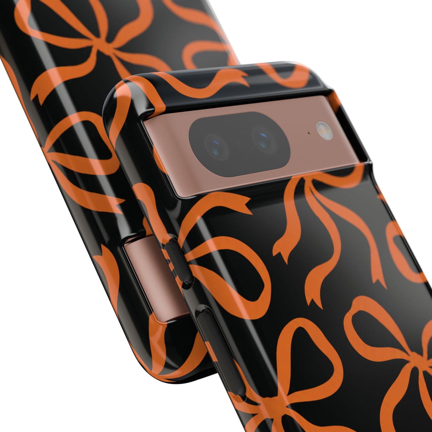 Bold Black and Burnt Orange Bow Pattern Phone Case