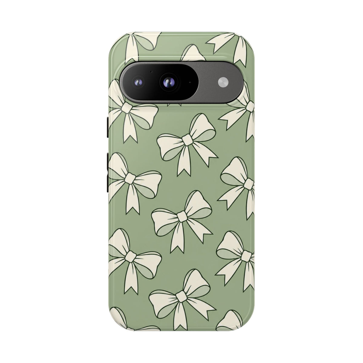 Chic Sage Green Bow Pattern Phone Case