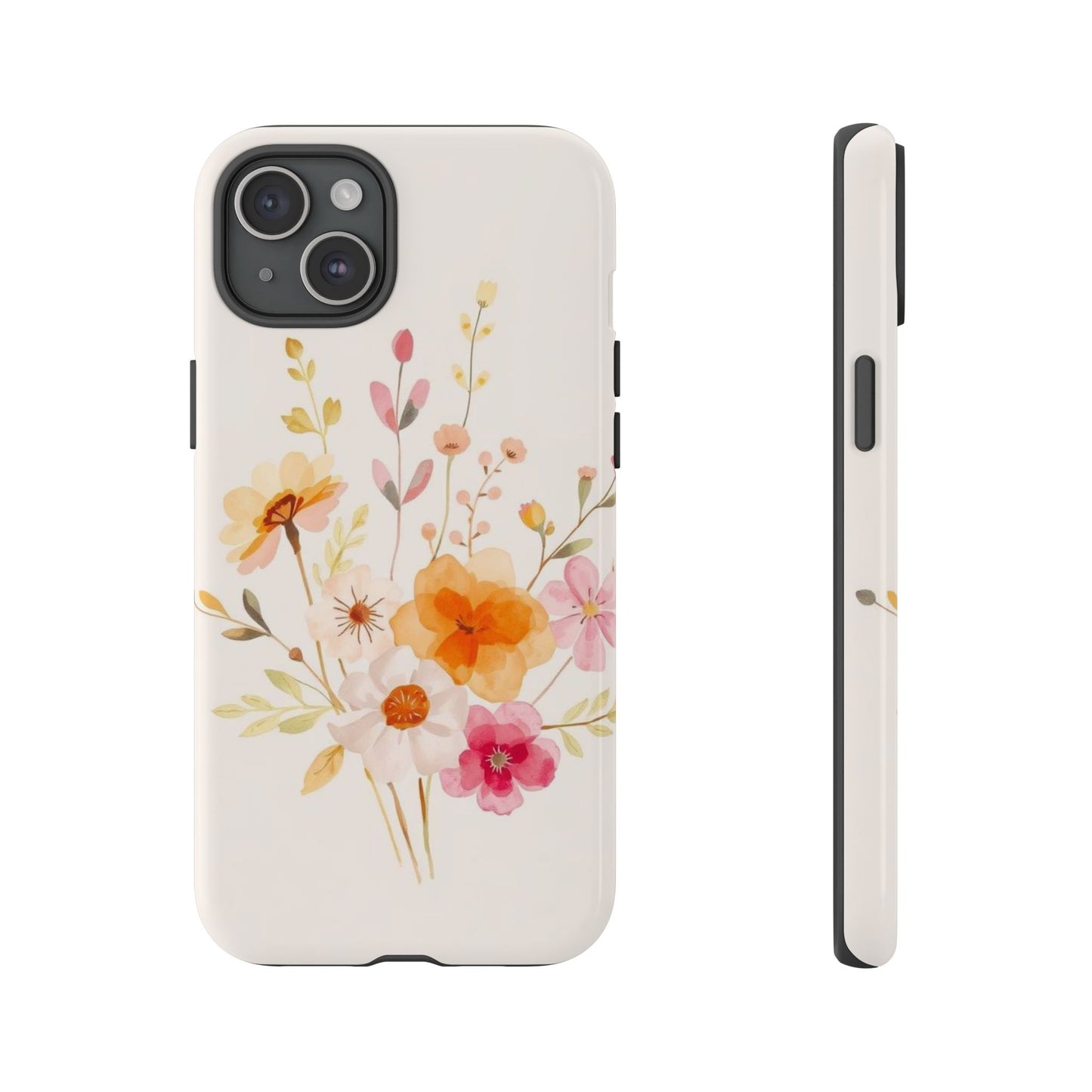 iPhone 15 Plus / Glossy Phone Case - Boho Chic Watercolour Flower Pattern Phone Case
