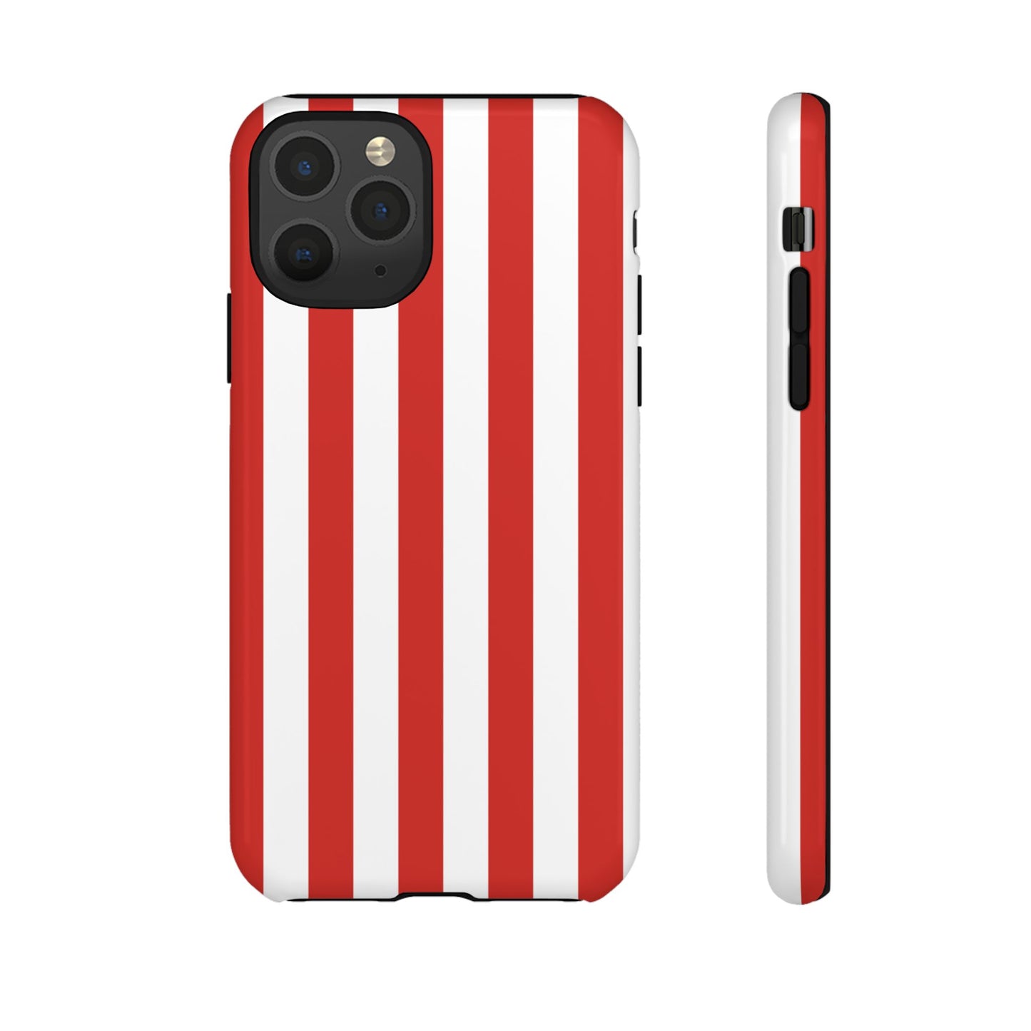 iPhone 11 Pro / Glossy Phone Case - Simple Dark Orange & White Stripe Pattern Phone Case