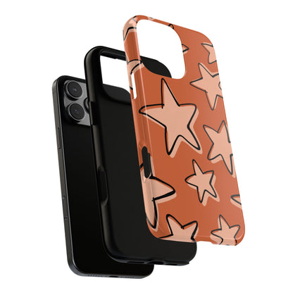 Burnt Orange Doodle Star Phone Case
