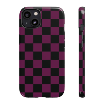 Trendy Plum & Black Checked Pattern Phone Case - Purple Phone Case - iPhone 13 / Glossy