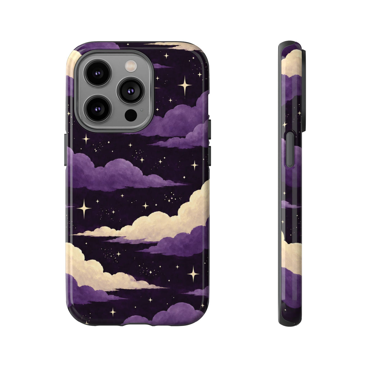 Illustrated Purple Clouds & Stars Phone Case