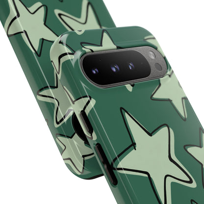 Forest Green Doodle Star Phone Case