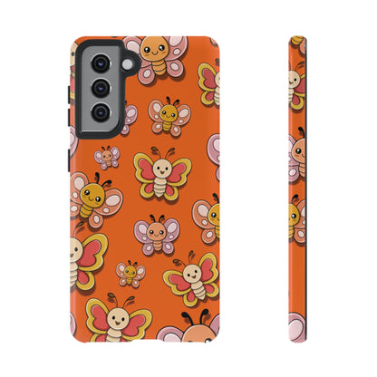 Samsung Galaxy S21 / Glossy Phone Case - Orange Butterfly Sticker Design Phone Case