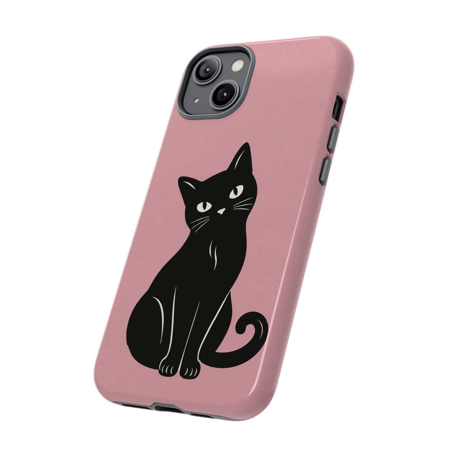 Minimalist Blush Pink & Black Cat Phone Case