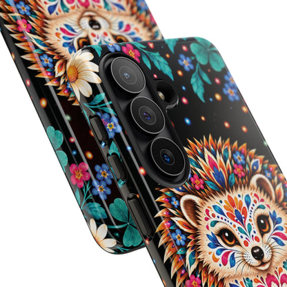 Vibrant Orange and Turquoise Calavera Hedgehog Phone Case - Multicolor Phone Case