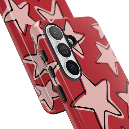 Cherry Red Doodle Star Phone Case