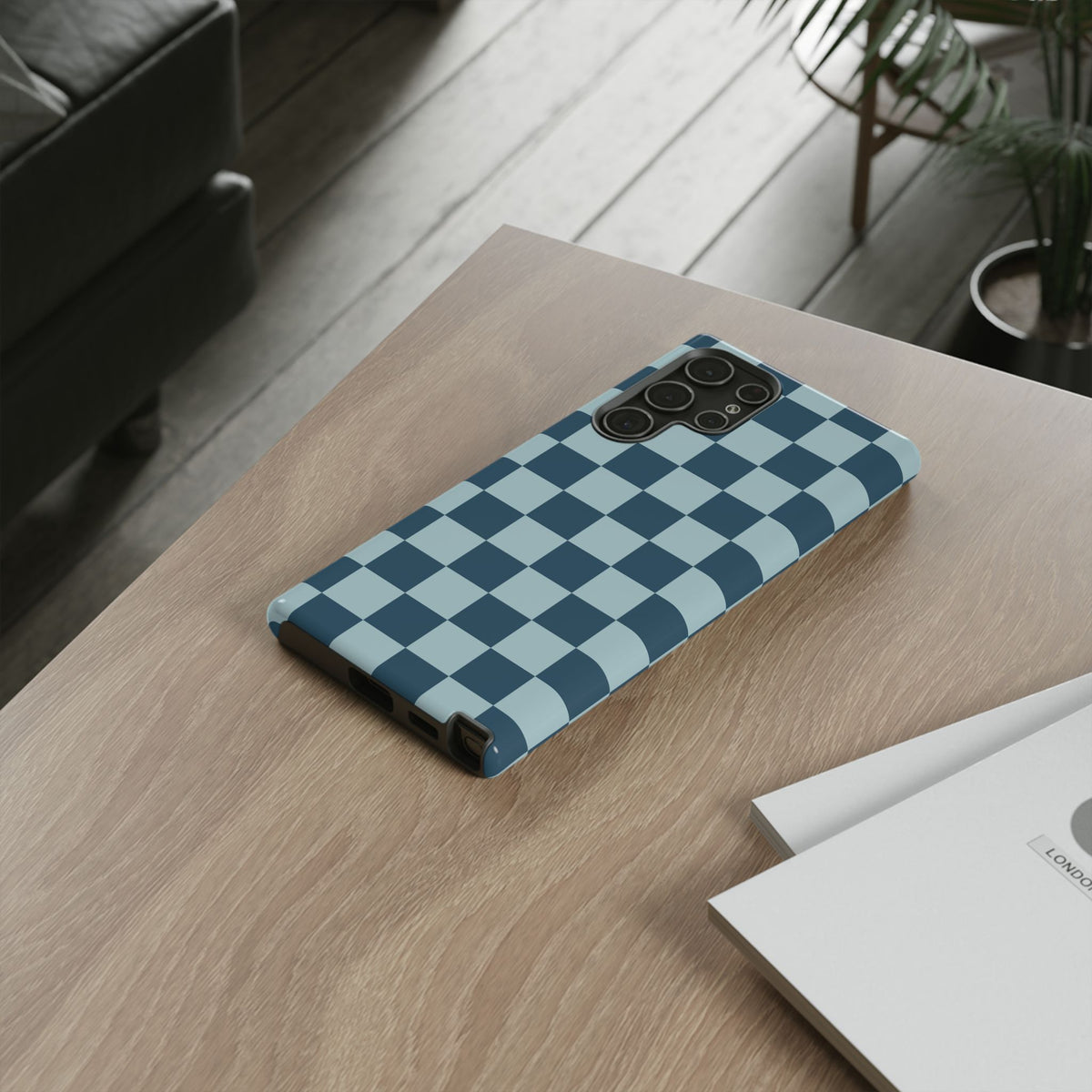 Blue Checked Pattern Phone Case - Blue Phone Case