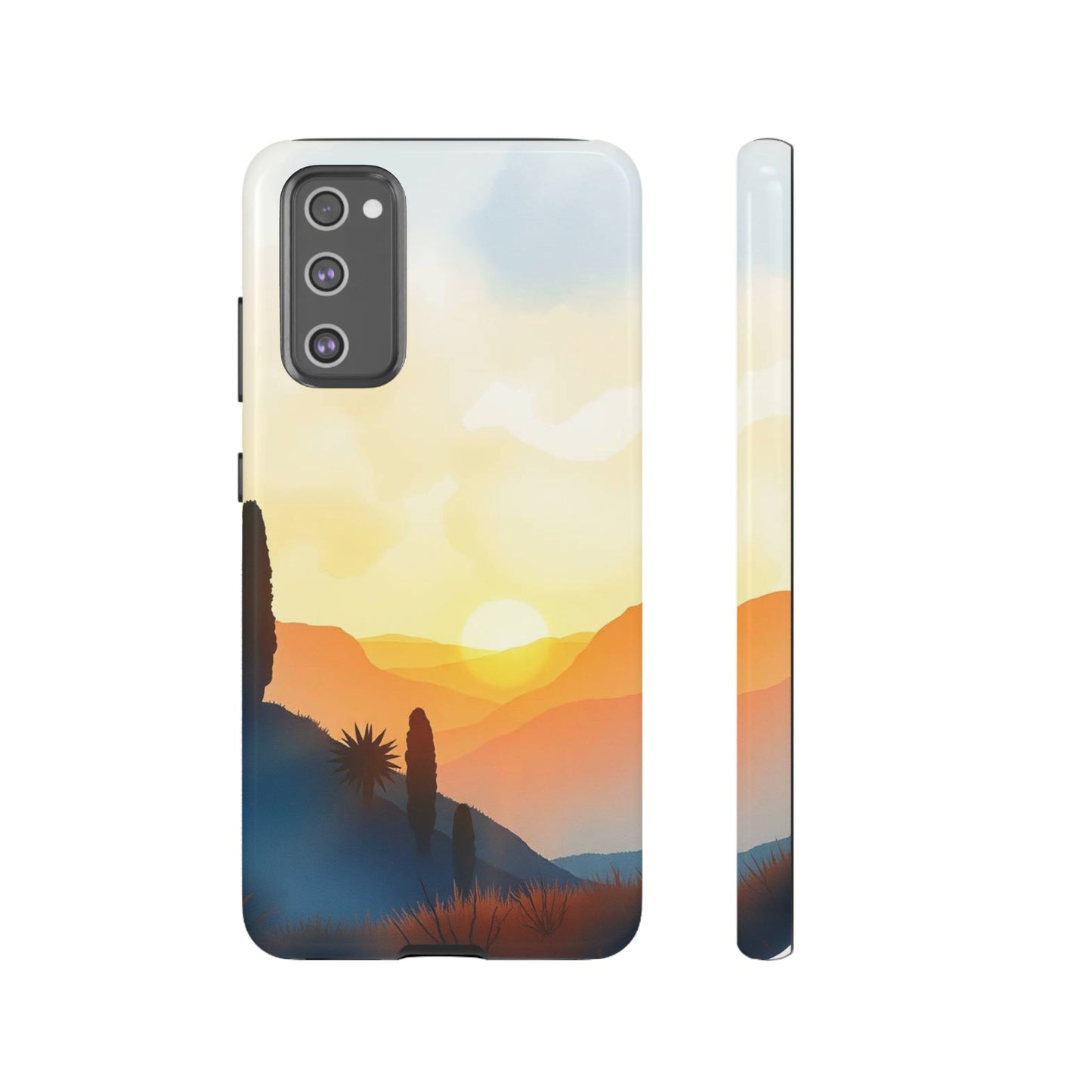 Samsung Galaxy S20 FE / Glossy Phone Case - Watercolour Sunset Design Phone Case