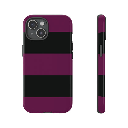 iPhone 15 / Glossy Phone Case - Purple & Black Horizontal Stripe Pattern Phone Case