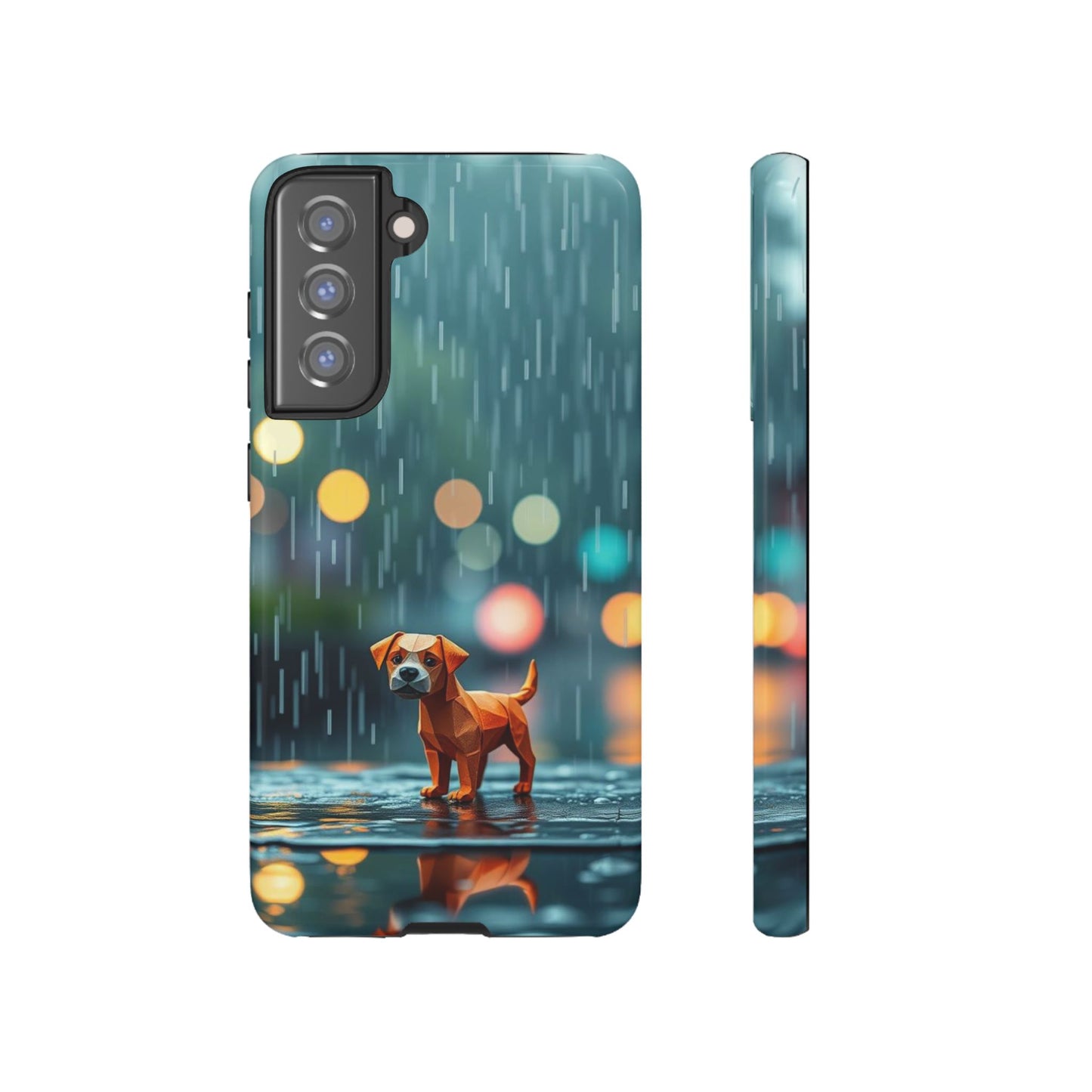 Samsung Galaxy S21 FE / Glossy Phone Case - Origami ’Soggy Dog’ Design Phone Case