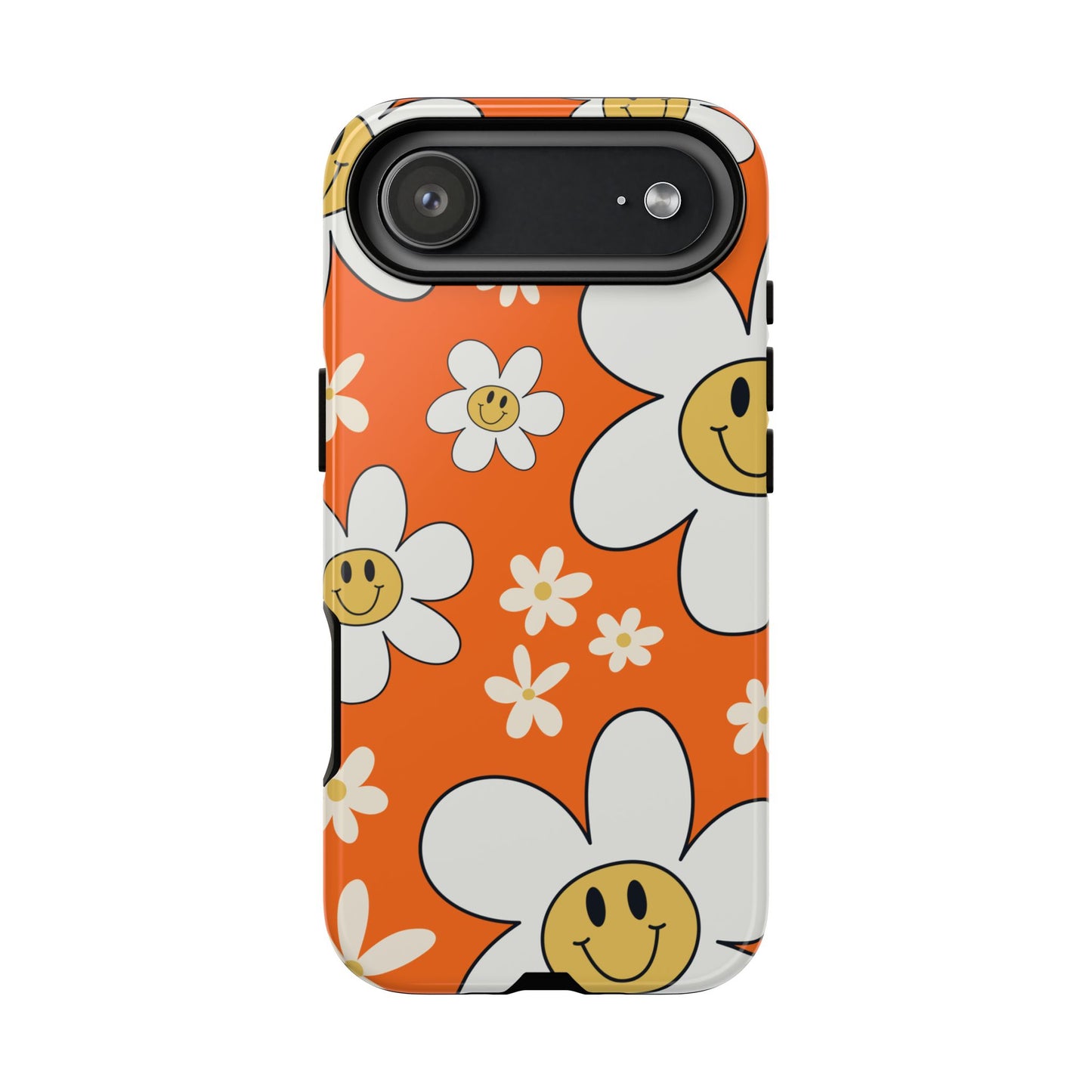 Fun Retro Daisy Pattern with Orange Background Phone Case - Orange Phone Case - iPhone 17 Air / Glossy