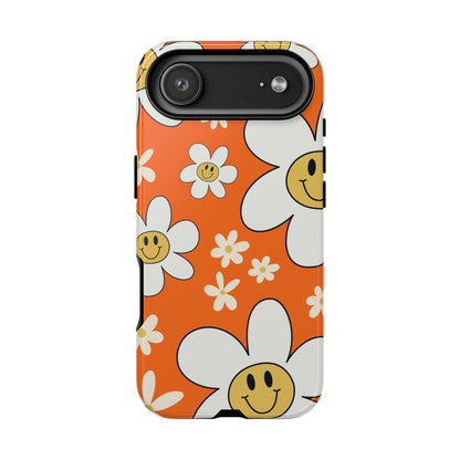Fun Retro Daisy Pattern with Orange Background Phone Case - Orange Phone Case - iPhone 17 Air / Glossy