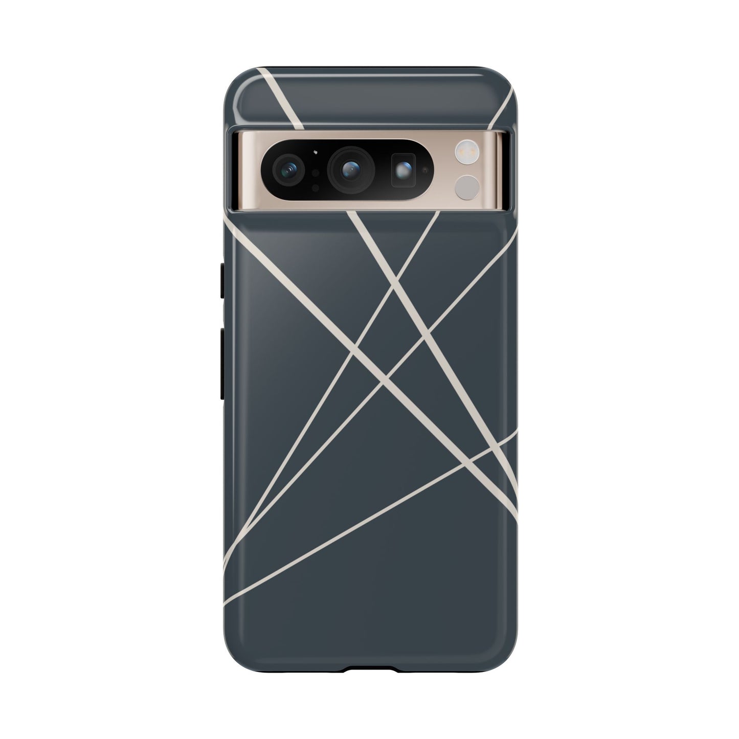 Google Pixel 8 Pro / Glossy Phone Case - Abstract Blue with Beige Lines Phone Case
