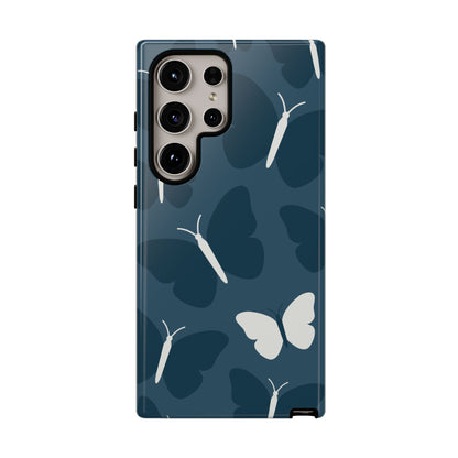 Minimalist Dark Blue Butterfly Pattern Phone Case - Blue Phone Case - Samsung Galaxy S24 Ultra / Glossy