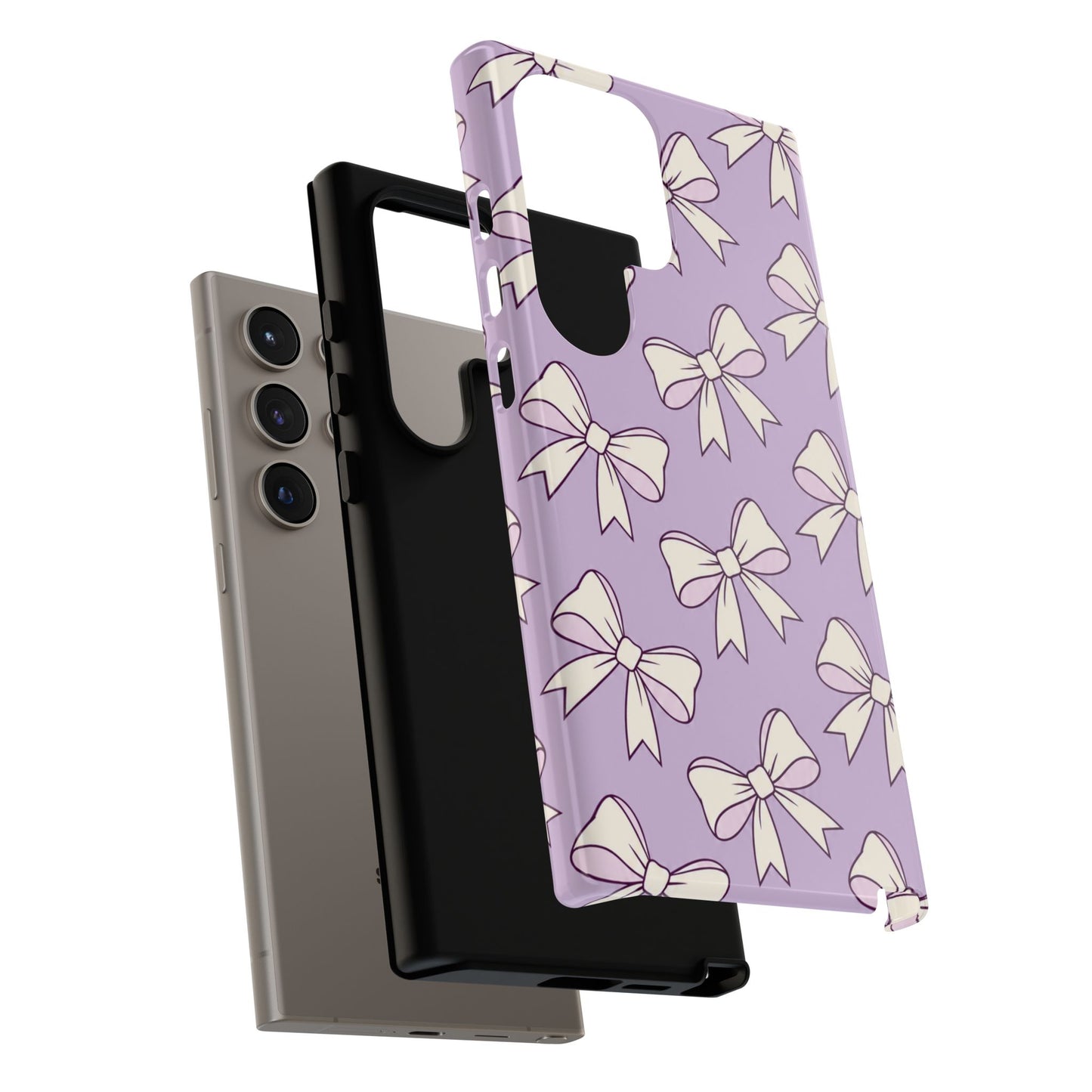 Chic Lilac Bow Pattern Phone Case