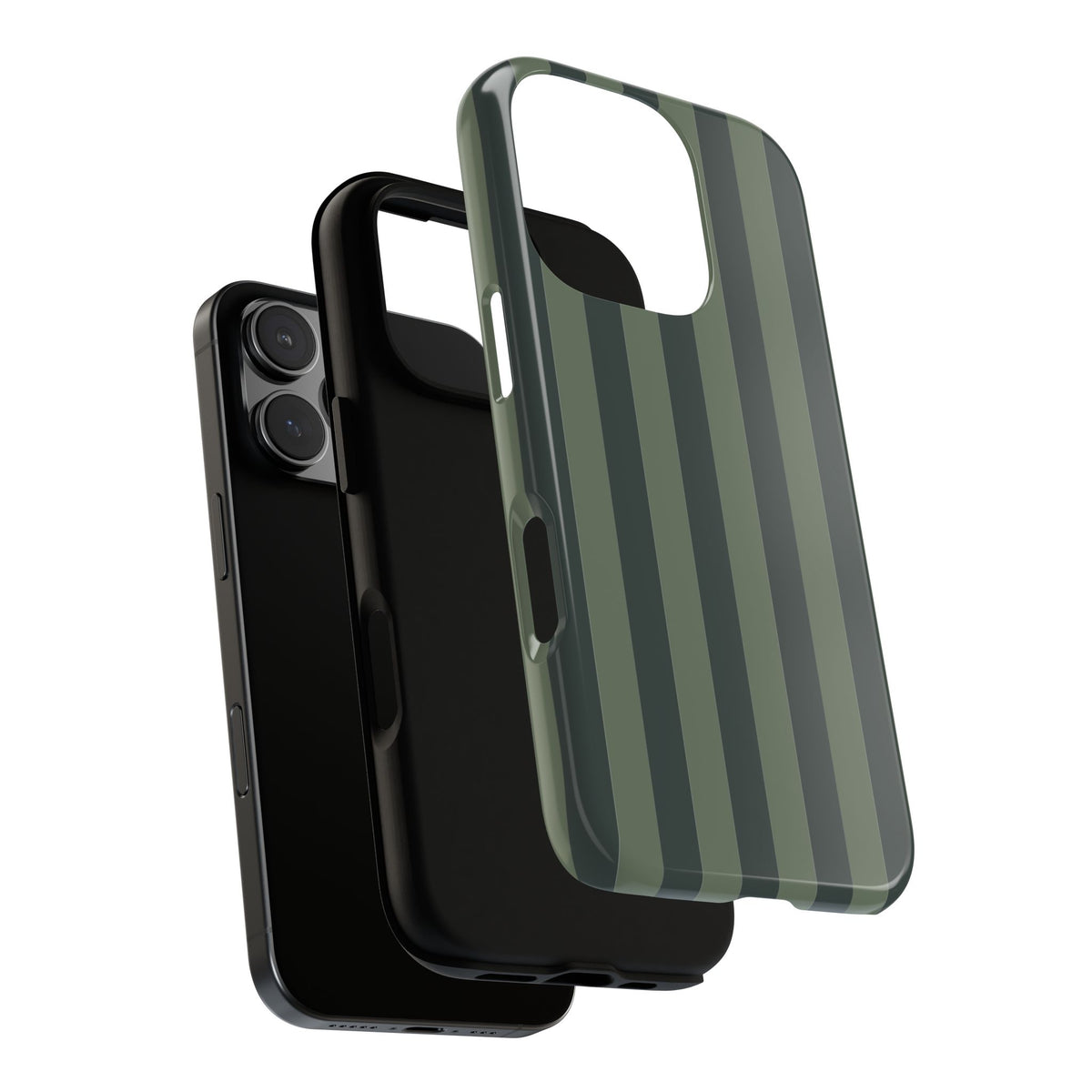 Dark Green Stripe Pattern Phone Case - Green Phone Case