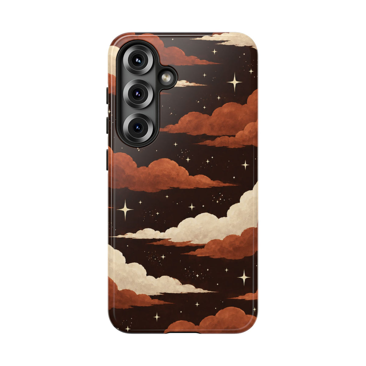 Illustrated Burnt Orange Clouds & Stars Phone Case