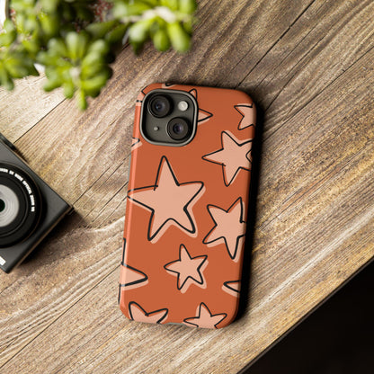 Burnt Orange Doodle Star Phone Case
