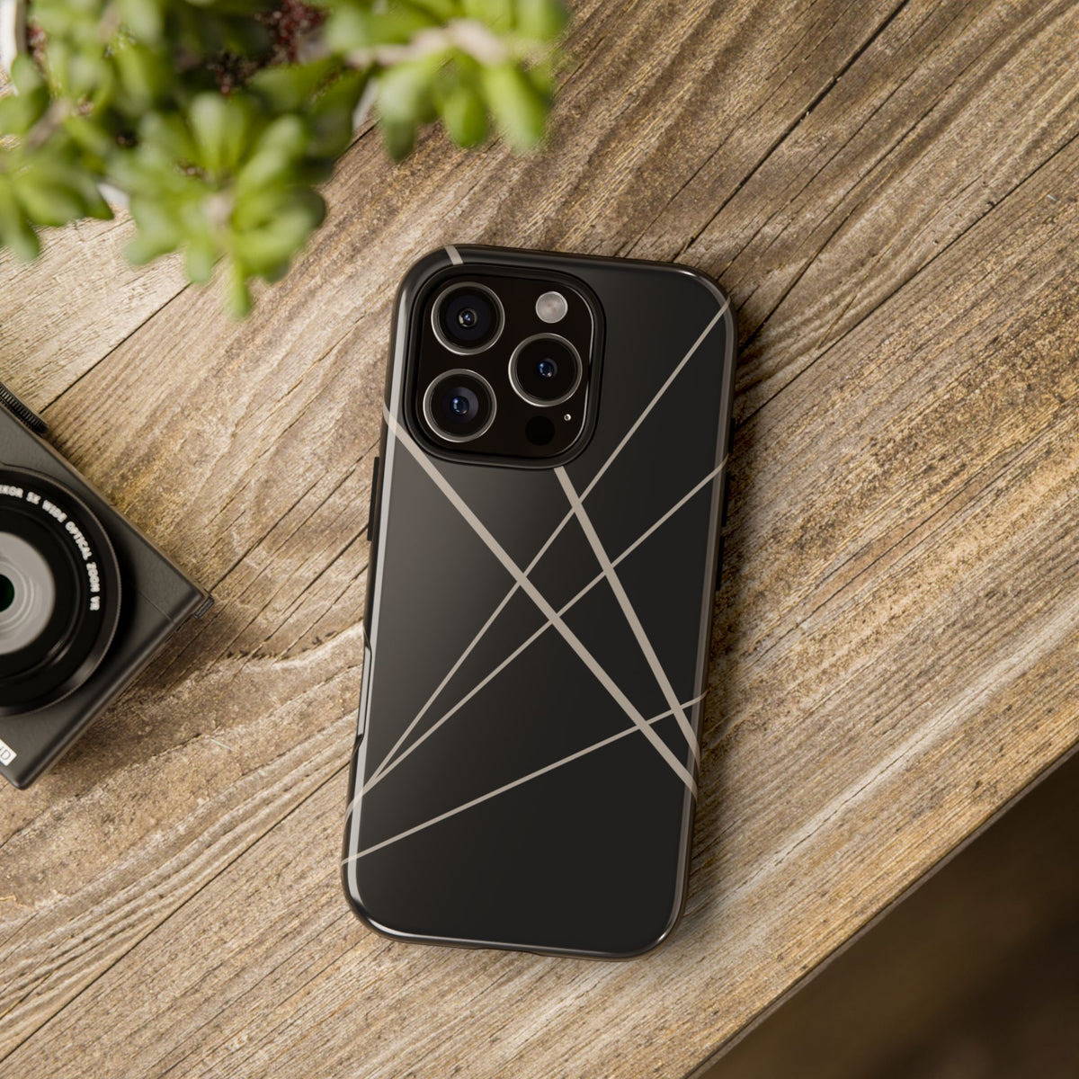 Abstract Black with Grey Lines Phone Case - Black Phone Case
