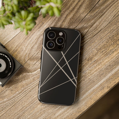 Abstract Black with Grey Lines Phone Case - Black Phone Case