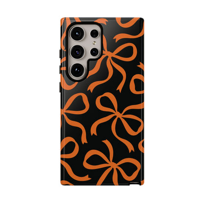 Bold Black and Burnt Orange Bow Pattern Phone Case