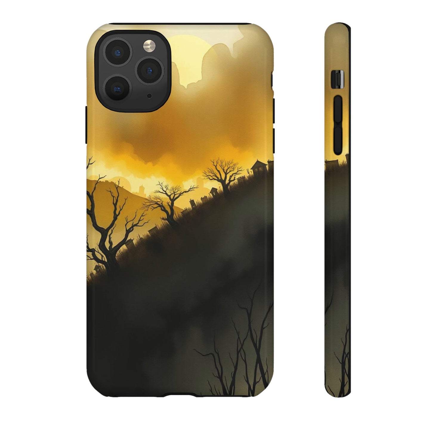 iPhone 11 Pro Max / Glossy Phone Case - Eerie Graveyard Watercolour Design Phone Case