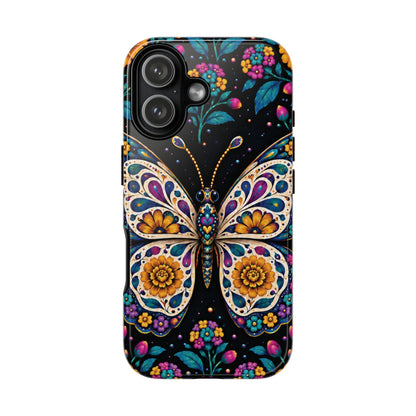 Vibrant Purple and Teal Calavera Butterfly Phone Case - Multicolor Phone Case - iPhone 17 / Glossy
