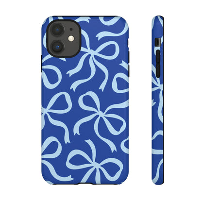 Bold Cobalt Blue and Powder Blue Bow Pattern Phone Case
