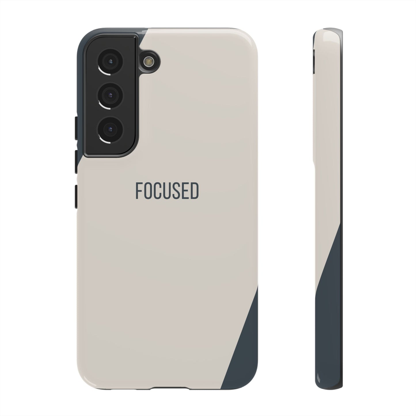 Samsung Galaxy S22 / Glossy Phone Case - Sassy Statement Case ’Focused’ in Beige & Blue