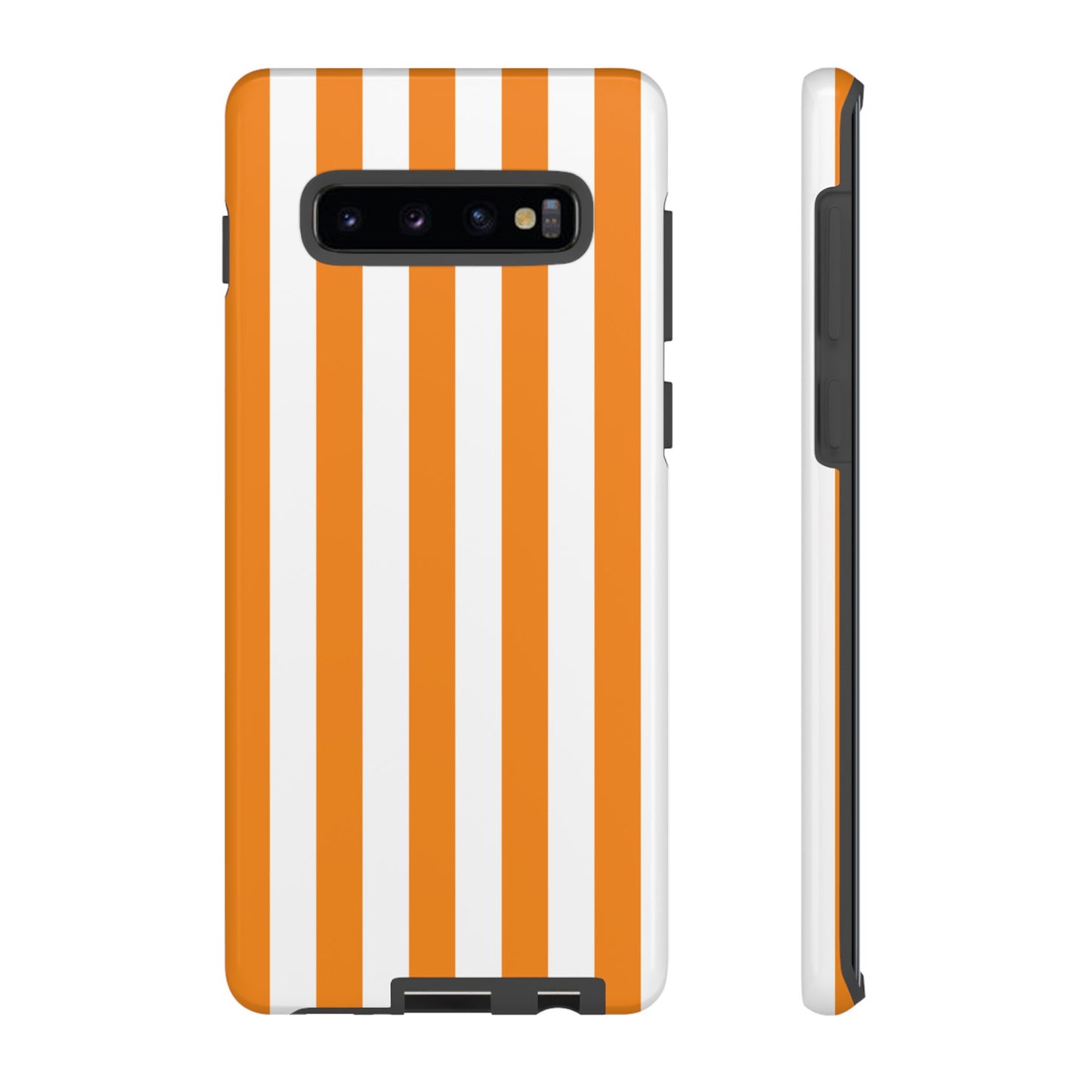 Samsung Galaxy S10 Plus / Glossy Phone Case - Simple Yellow & White Stripe Pattern Phone Case