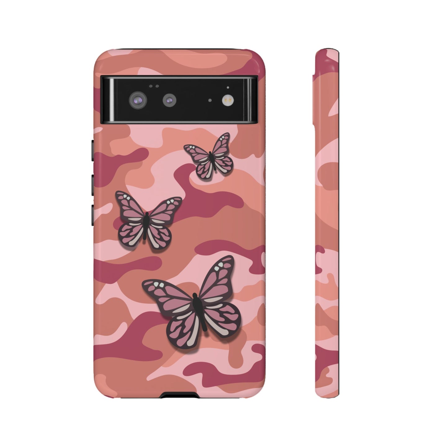 Google Pixel 6 / Glossy Phone Case - Pink Butterfly Camo Phone Case