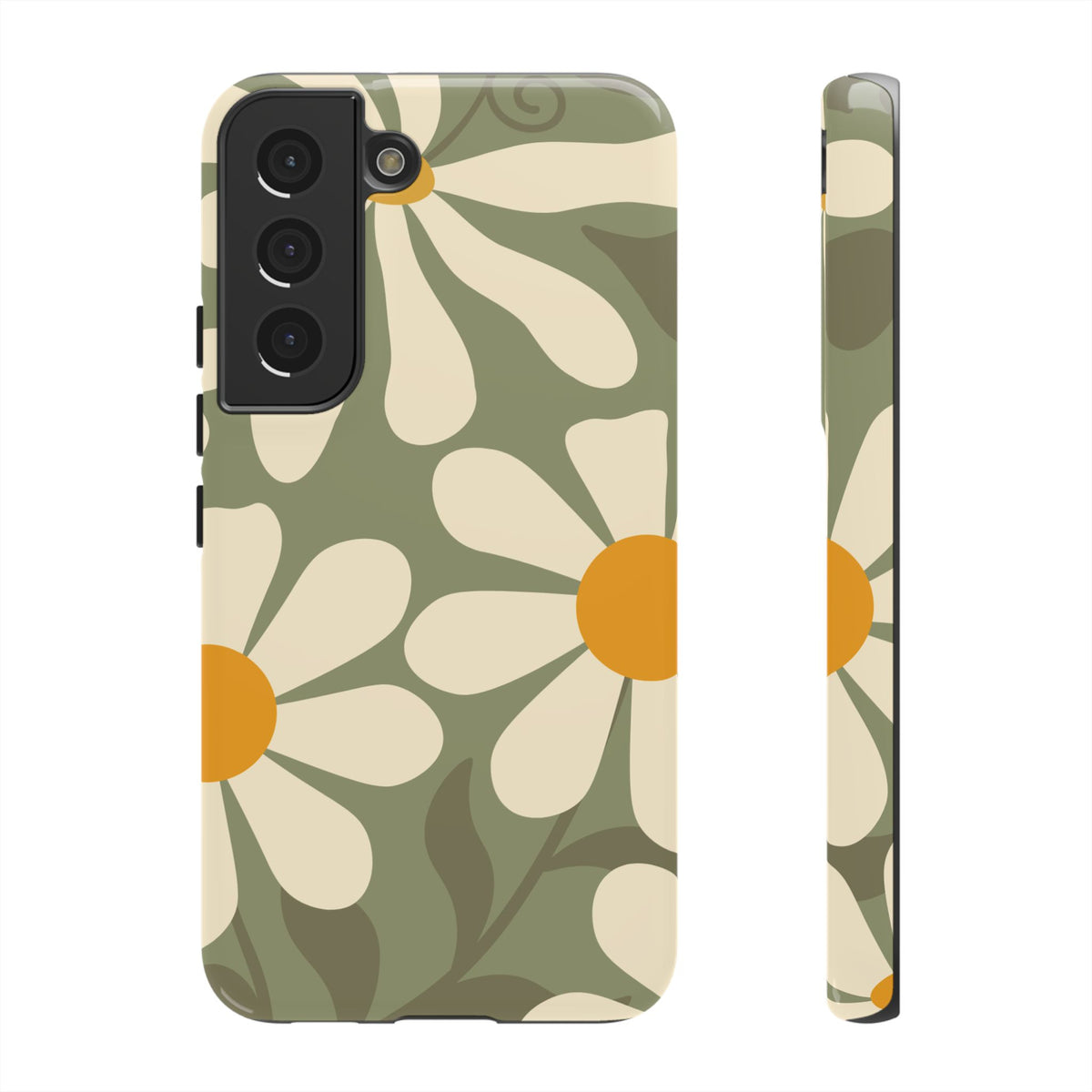 Retro Green Daisy Pattern #2 Phone Case - Green Phone Case - Samsung Galaxy S22 / Glossy