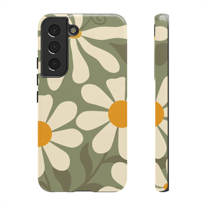 Retro Green Daisy Pattern #2 Phone Case - Green Phone Case - Samsung Galaxy S22 / Glossy