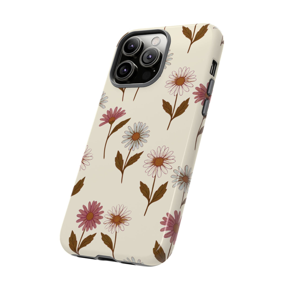 Pretty Cream & Rose Daisy Pattern Phone Case