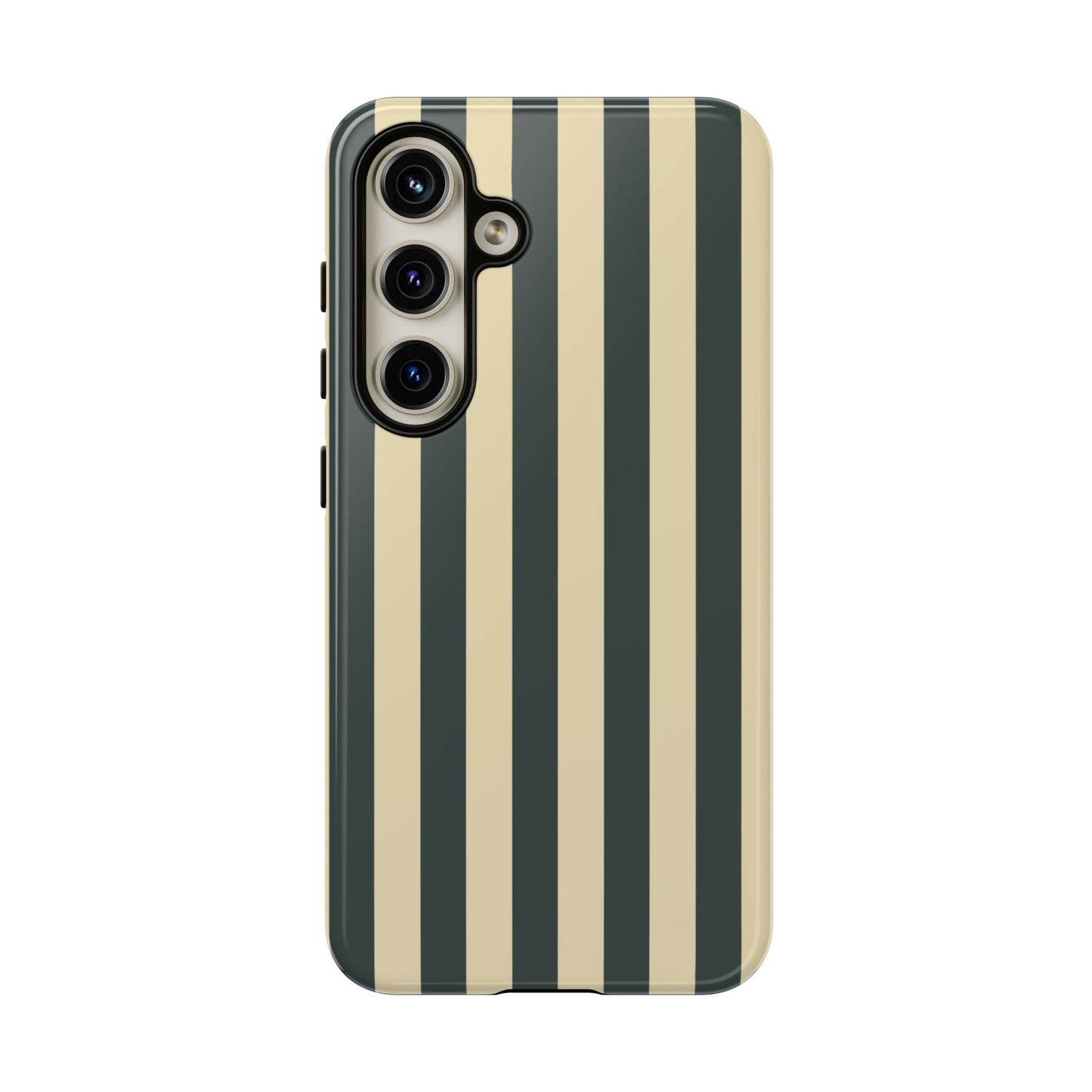 Samsung Galaxy S24 / Glossy Phone Case - ’Green & Beige Stripe Pattern’ Phone Case