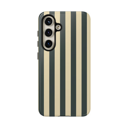 Samsung Galaxy S24 / Glossy Phone Case - ’Green & Beige Stripe Pattern’ Phone Case