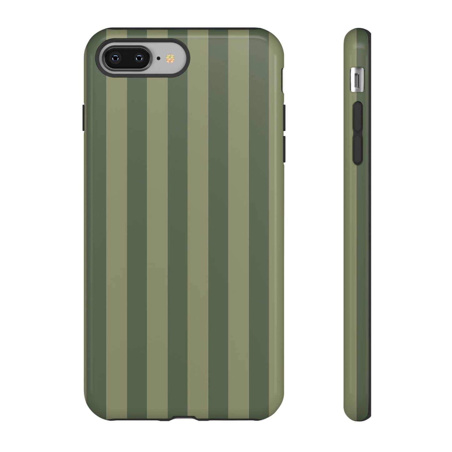 iPhone 8 Plus / Glossy Phone Case - ’Green Stripe Pattern’ Phone Case