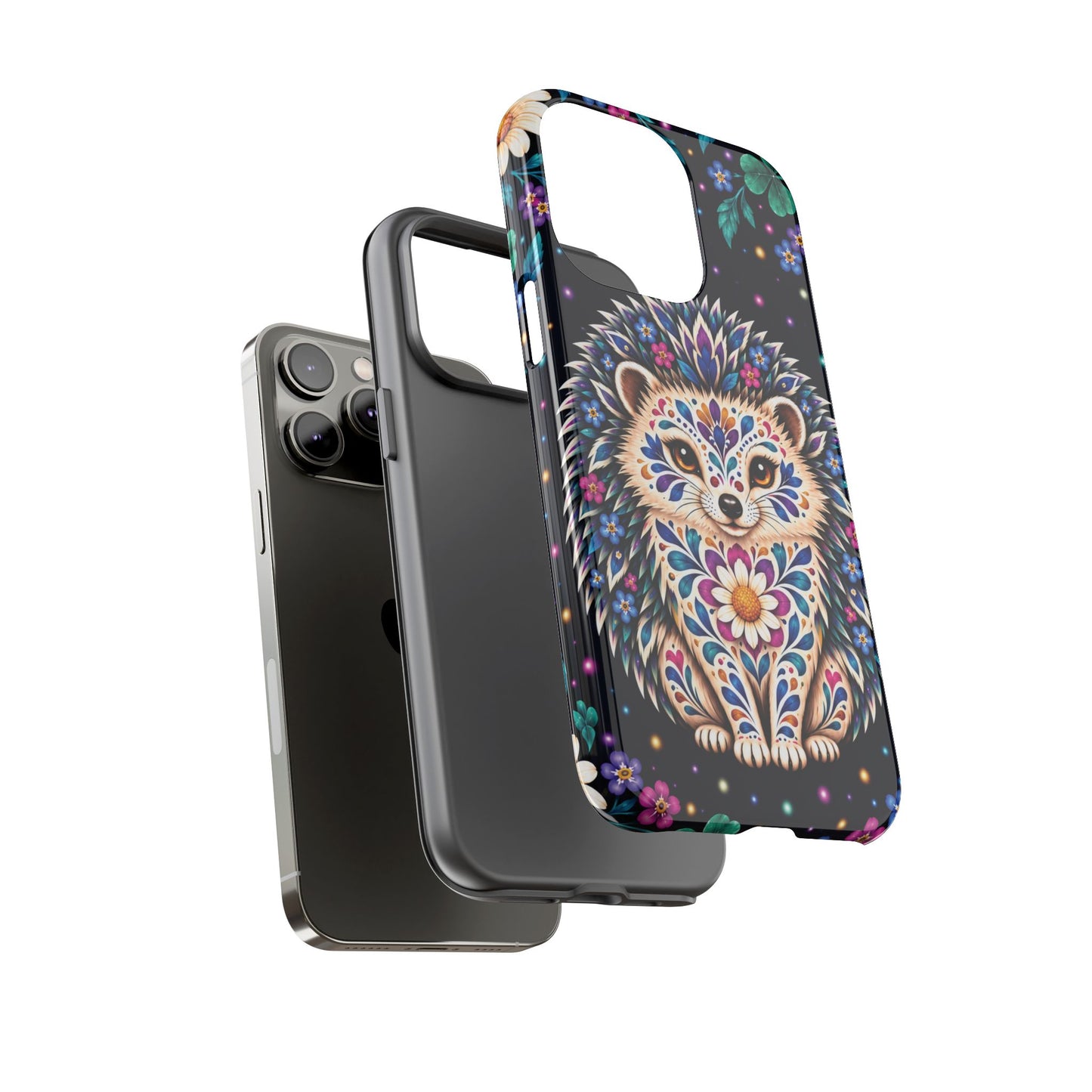 Vibrant Purple and Teal Calavera Hedgehog Phone Case - Multicolor Phone Case