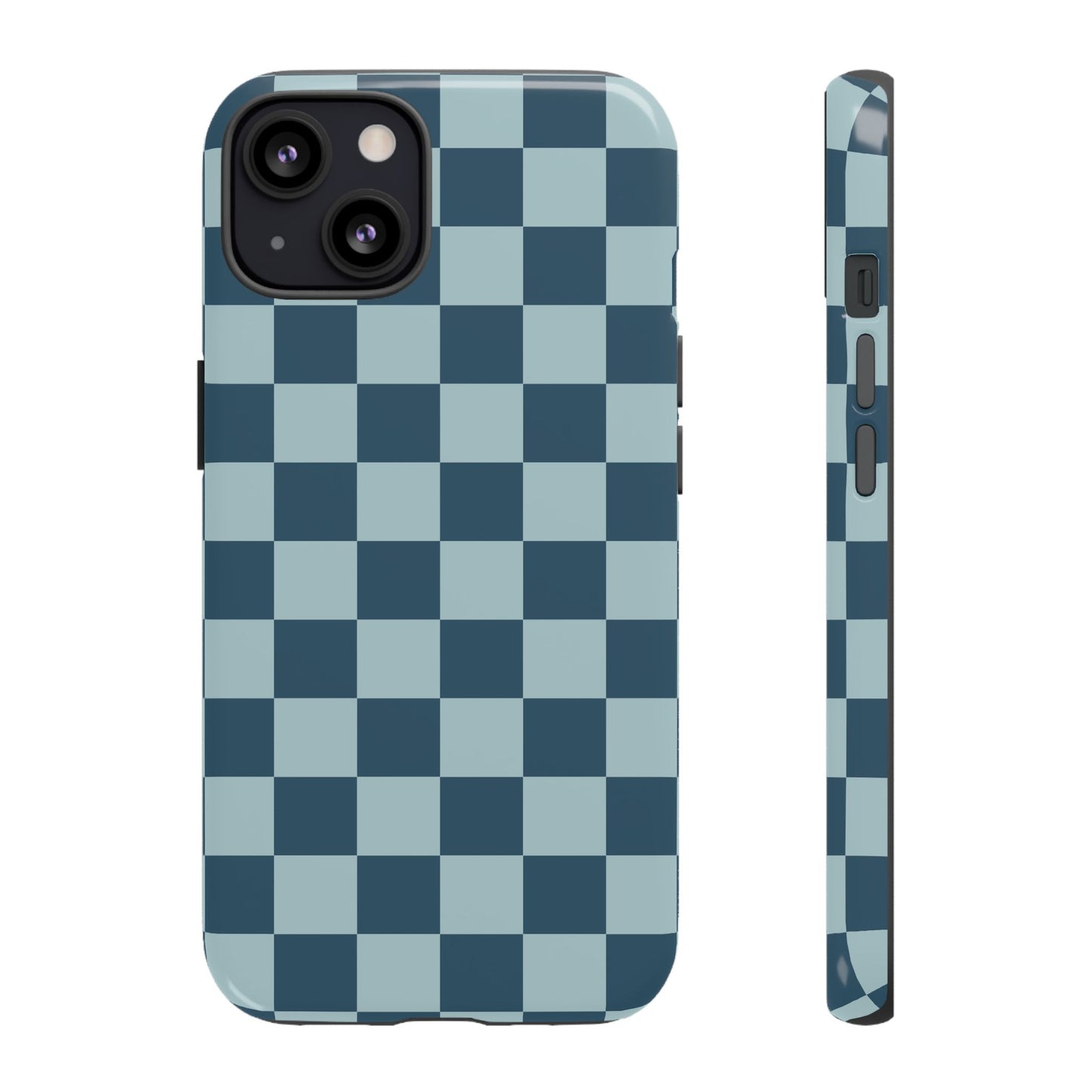 iPhone 13 / Glossy Phone Case - ’Blue Checkered Pattern’ Phone Case