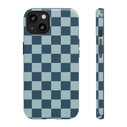 iPhone 13 / Glossy Phone Case - ’Blue Checkered Pattern’ Phone Case