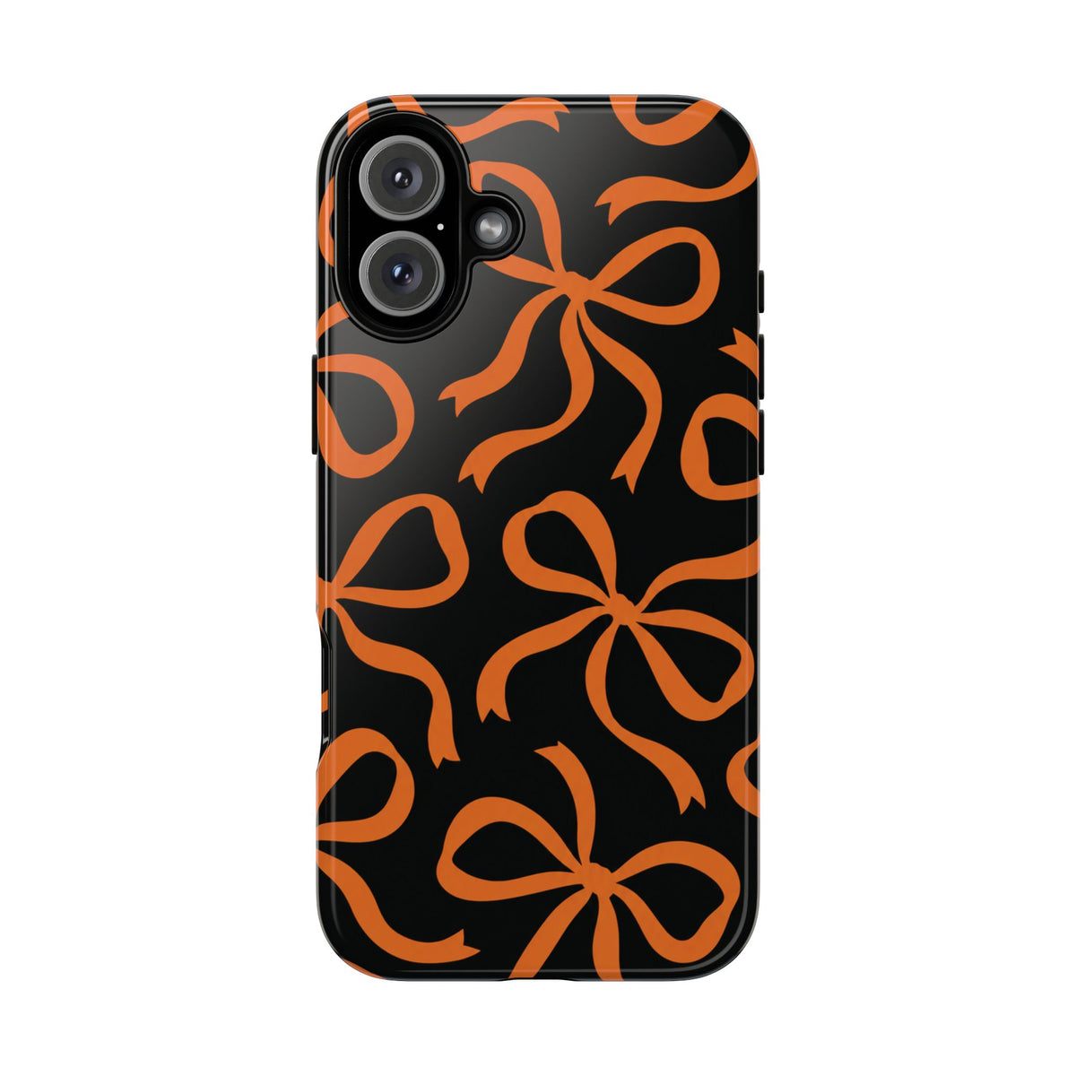 Bold Black and Burnt Orange Bow Pattern Phone Case