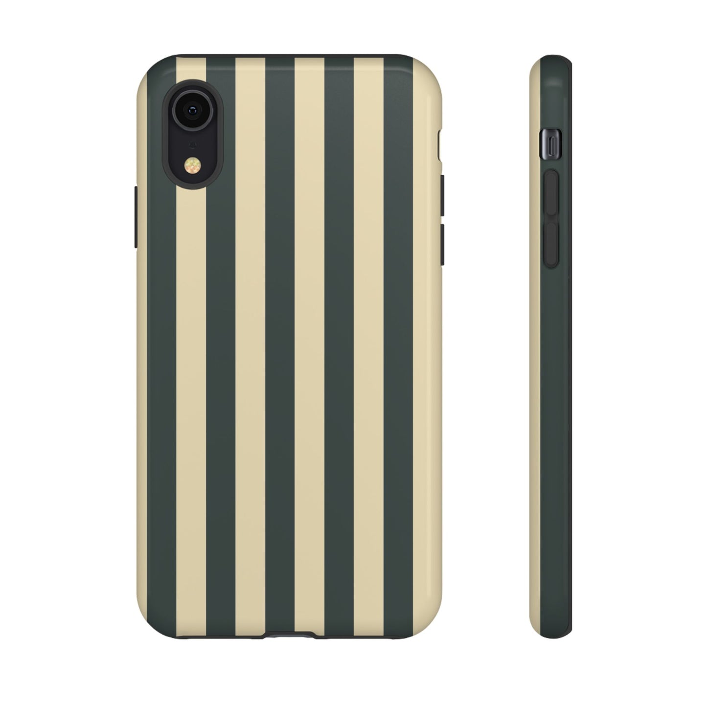 iPhone XR / Glossy Phone Case - ’Green & Beige Stripe Pattern’ Phone Case
